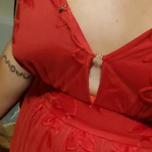 Red lace formal dress